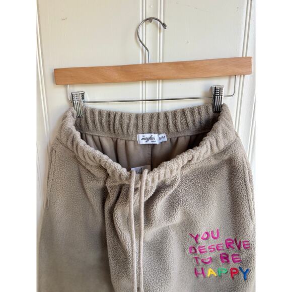 The Mayfair Group Straight Fleece Sweatpant You Deserve‎ to Be Happy Women S/M - Picture 5 of 9